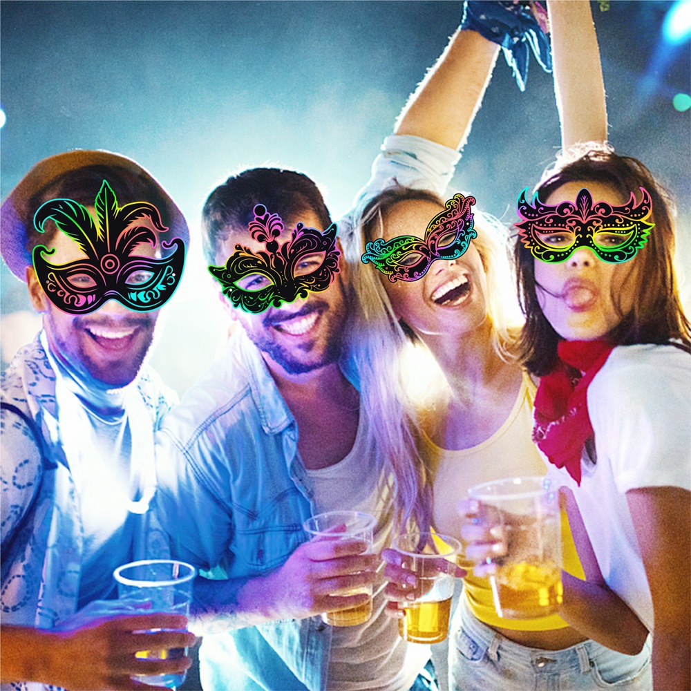 Amazon Mask Carnival Decoration Supplies Colorful DIY Scratch Máscara de carnaval Accesorios para fotos