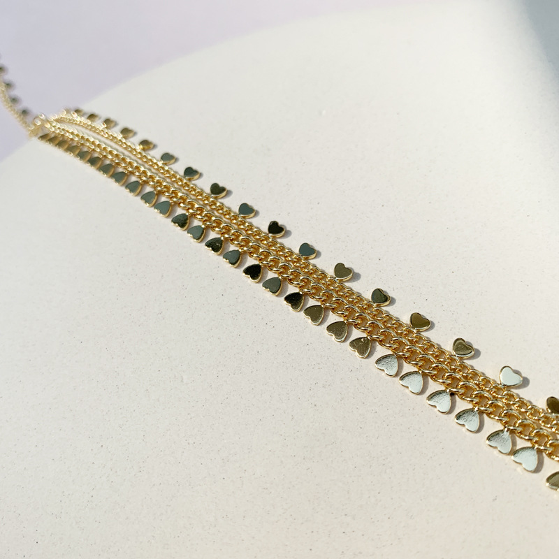 Großhandel Schmuck Herzform Quaste 18k Gold Schlüsselbein Kette Mode Halskette Nihaojewelry display picture 8