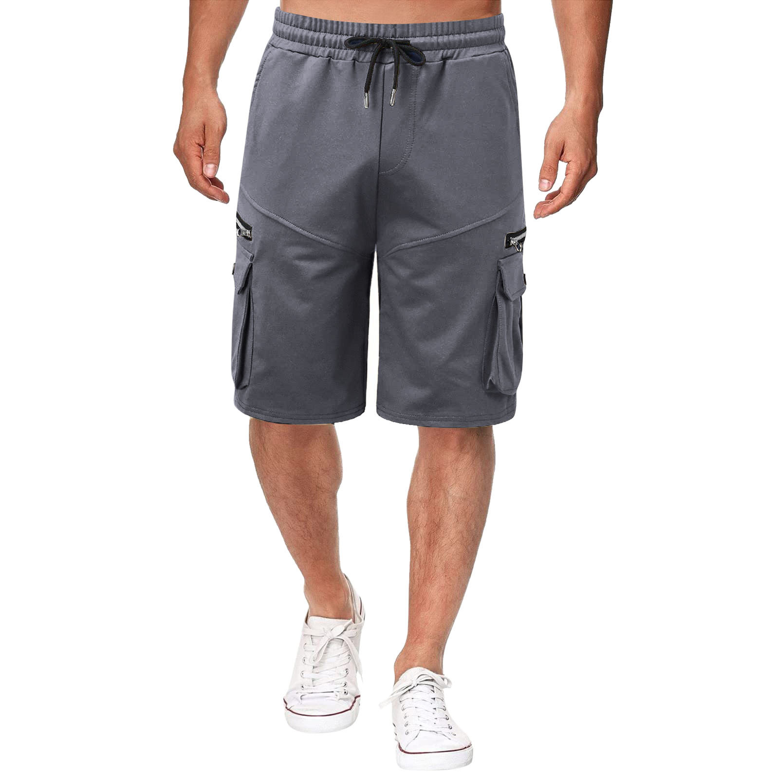Herr sommar arbetsshorts i bomull, lös passform casual_voghion.com