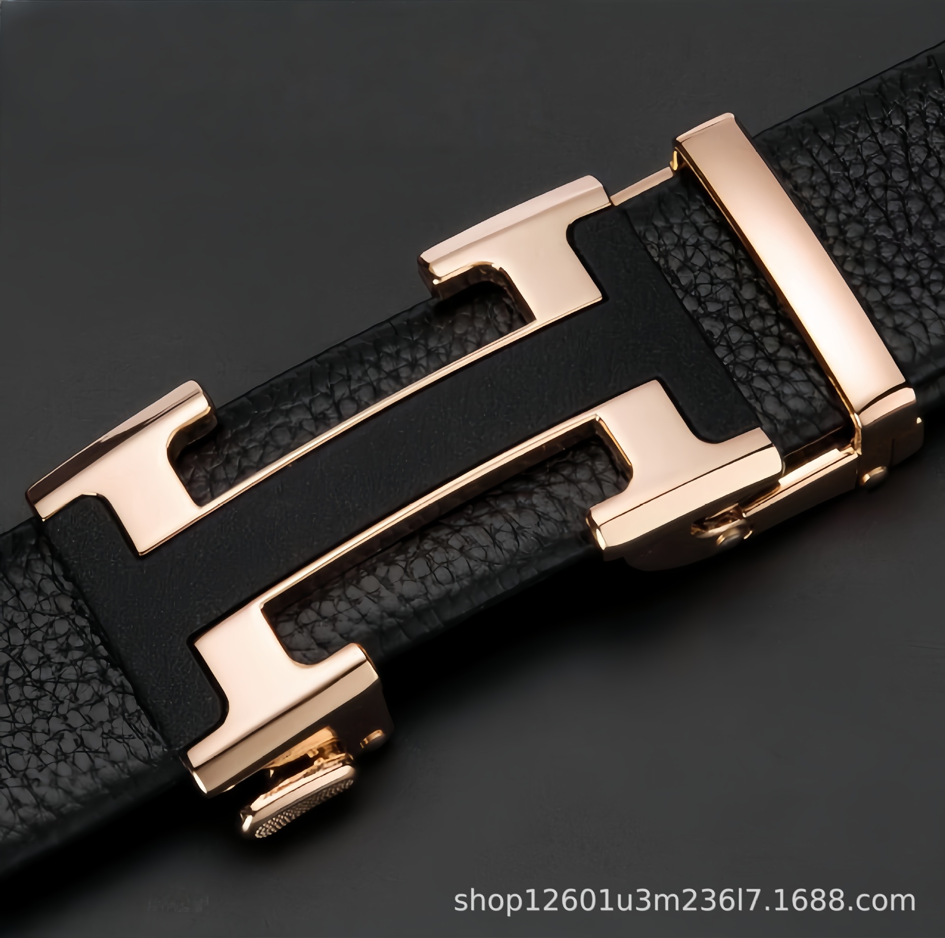 Top-grain Leather Men's Belt with H Buckle Genuine Cowhide Automatic Buckle Youth Simple Fashion Waistband