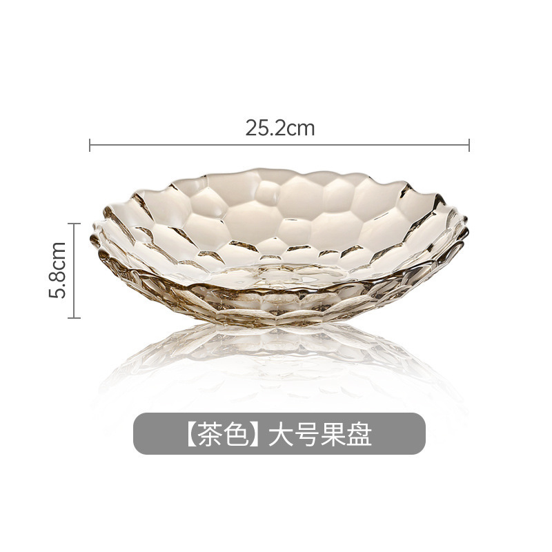 Plato de frutas de lujo ligero plato de frutas de vidrio creativo mesa de té de sala de estar doméstica moderna plato de frutas secas semillas de melón dulces platos de bocadillos