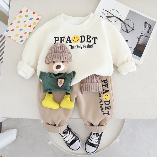 Boys and girls spring sweatshirt  new style children's sports cartoon children's clothing two-piece set baby sweatshirt and sweatpants