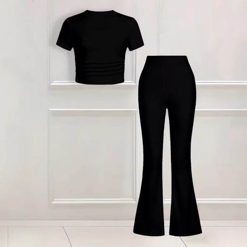 Kpop Demon Hunters Group, silk milk, skin-friendly elastic bell-bottom pants, children's casual suit, Malay Station, hot sale and cute