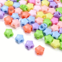 亚克力实色珠四孔五角星散珠diy饰品手链串珠项链手机链配件材料