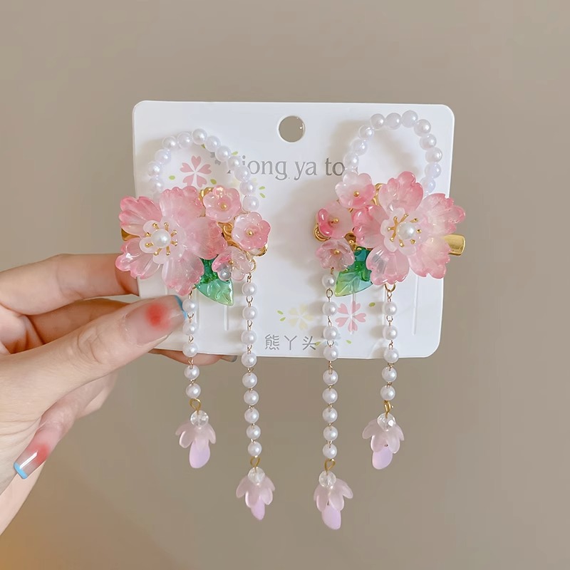 Chica de Hanfu tocado de los niños traje antiguo princesa borla horquilla estilo chino niña paso horquilla clip de pelo