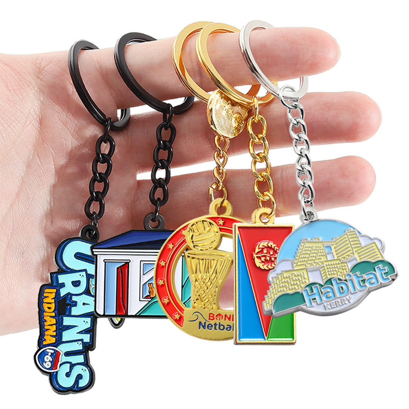 Metal Keychain Customized Creative Cartoon Peripheral Key Pendant Enamel Paint Alloy School Badge Pendant Customized