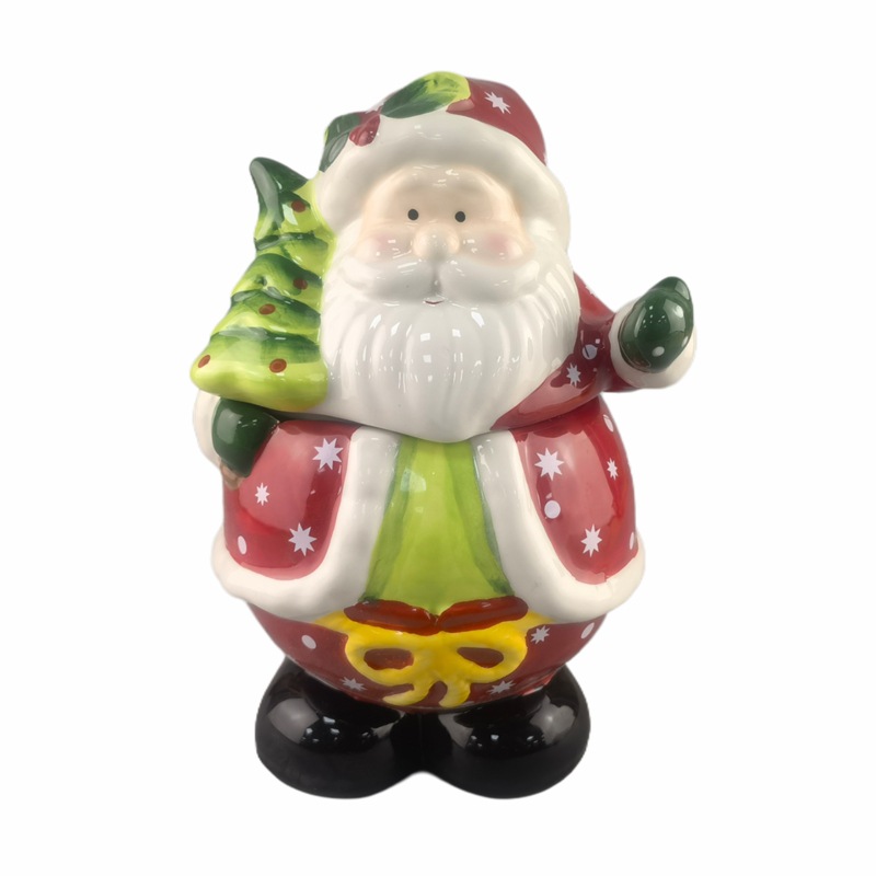 Cerámica Santa en forma de árbol de Navidad galletas en relieve pintado pan de jengibre casa de dulces y muñeco de nieve tanque de almacenamiento