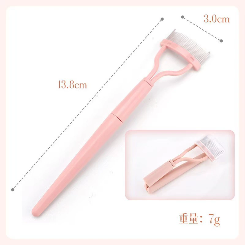 Foldable Semi-Curved Eyelash Comb, Portable Steel-Needle Tool, Multi-style Handles
