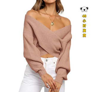 N 28691 Striped V-neck knit sweater �l�y V�I����ᘿ�ë��