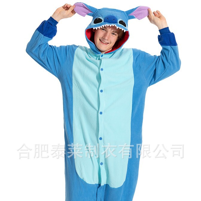Cross-Border Couple Style Cartoon One-Piece Pajamas Fleece Stitch Christmas Outfit Casual Loungewear Foreign Trade Cross-Border Couple Style Cartoon One-Piece Pajamas Fleece Stitch Christmas Outfit Casual Loungewear Foreign Trade