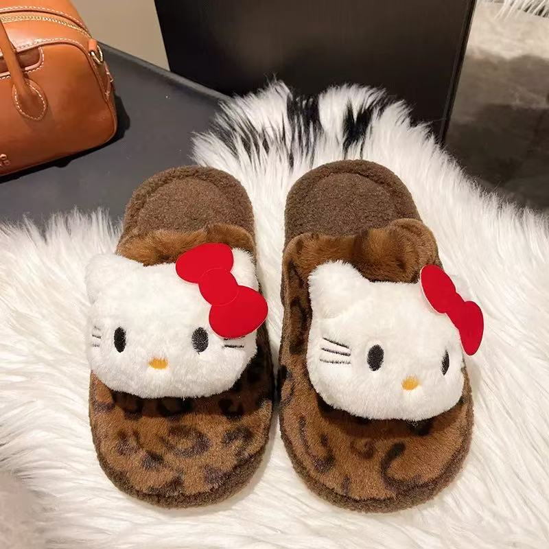 哈喽kitty拖鞋卡通毛绒室内加绒加厚冬季防滑保暖软底棉拖鞋可爱|undefined