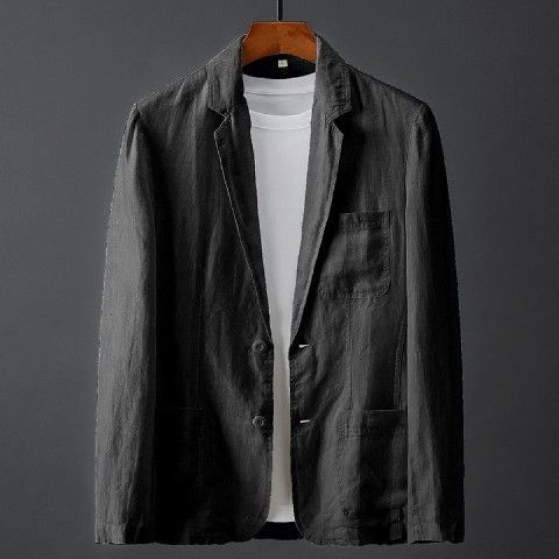 2023 verano color sólido de lino los hombres primavera juventud slim fit moda casual delgada respirable cómodo solo traje chaqueta