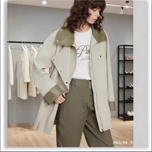 Hangzhou Factory French Contrast Color Patchwork Barn Work Jacket Women's 25 Autumn New Casual Loose Windbreaker