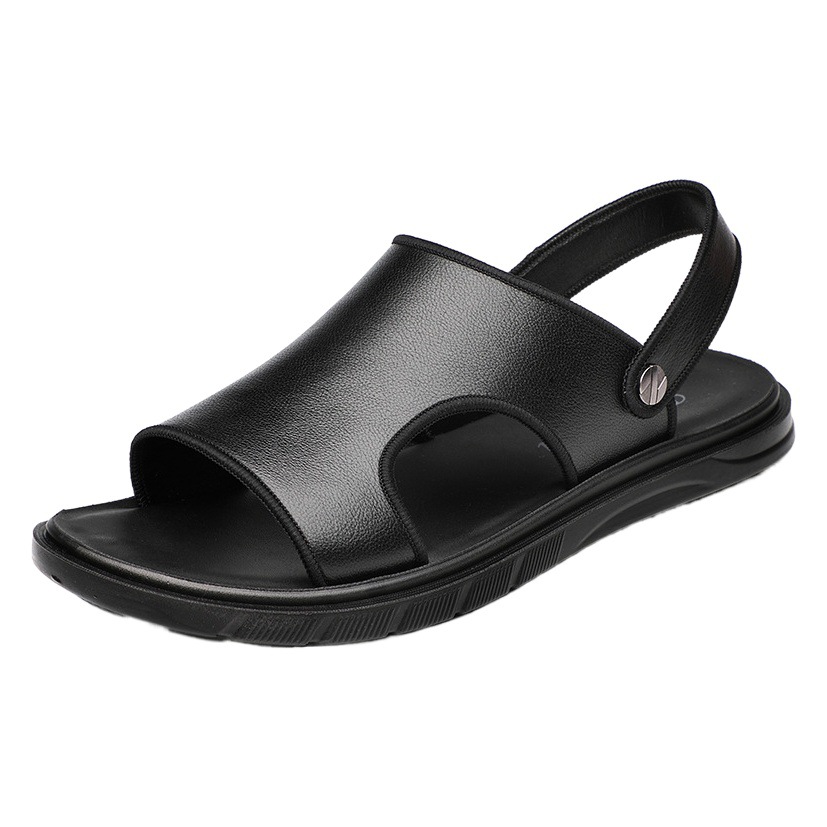 Verano nueva capa superior piel de vaca de los hombres zapatos de playa de cuero genuino sandalias casuales Europea zapatillas de moda al aire libre sandalias para hombres