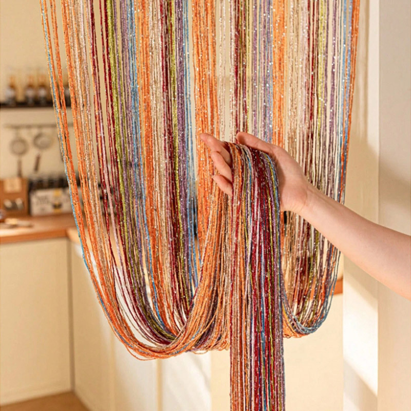 Colorful silver thread curtains, dense wedding curtains, living room entrance curtains, decorative door curtains, tassel curtains, partition curtains