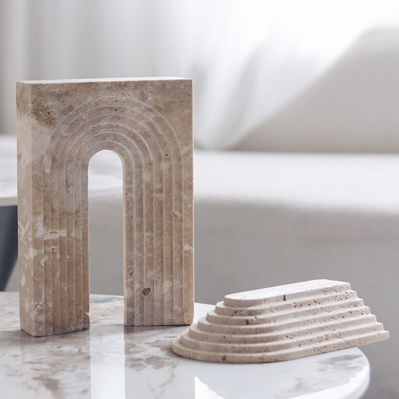 Nordic style imitation cave stone layered arch decoration book stand bookend living room study home model room decoration