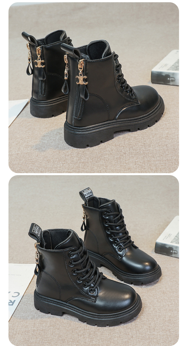 2024 Autumn/Winter New Children's Martin Single Boys' Velvet Short Warm Girls' Soft Bottom Leather Boots_voghion.com