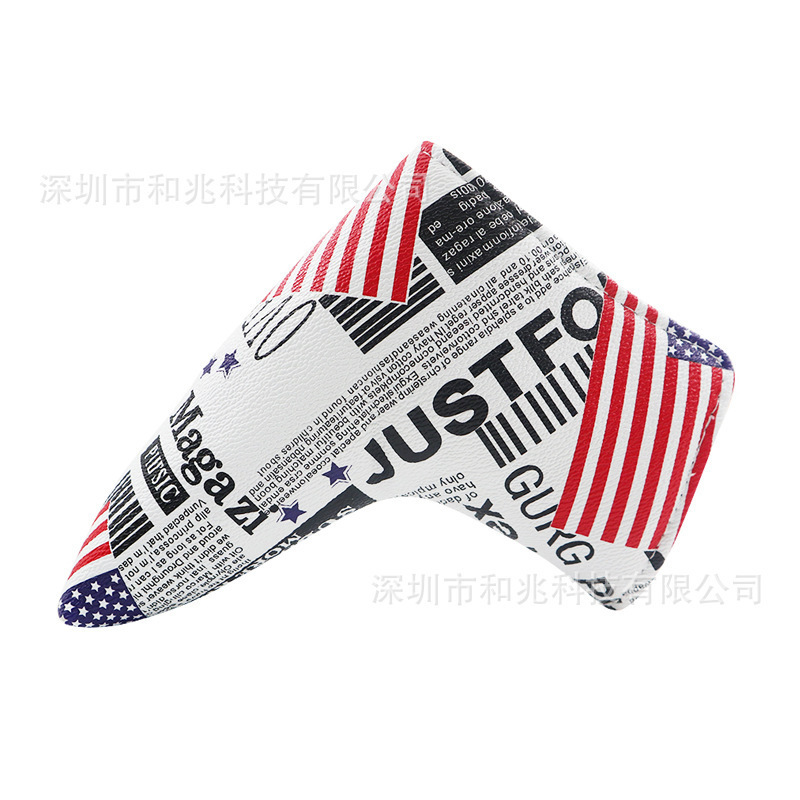 高尔夫推杆套L型可爱卡通刺绣 一字型PU防水磁吸魔术贴直条球杆套|undefined