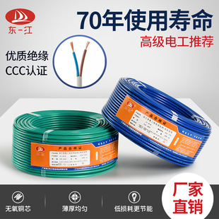 珠江電力東一江電纜無氧銅芯純銅外貿用阻燃電線兩芯軟扁線纜RVVB