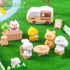 クリエイティブかわいいコーヒー車キャンプ小動物人形屋造景diy装飾品部品ミニチュア装飾品