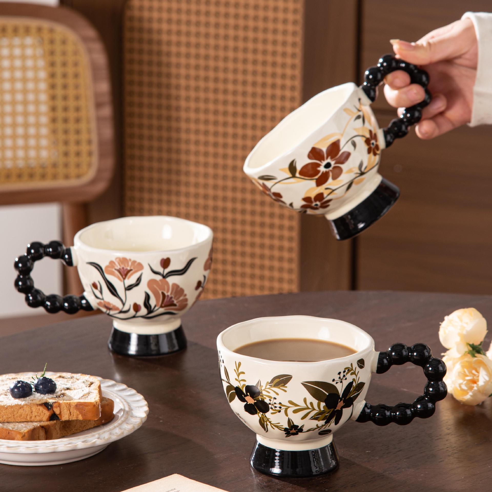 Vintage Ceramic Mug High Legged Office Coffee Cup Gift Idea_voghion.com