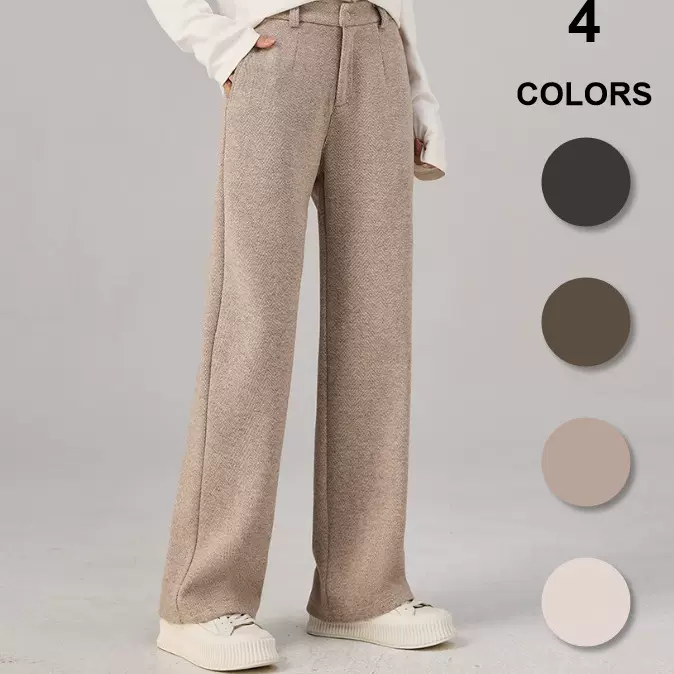 芊佰佳高腰直筒宽松长裤女外穿显瘦加厚保暖休闲裤新款垂感阔腿裤