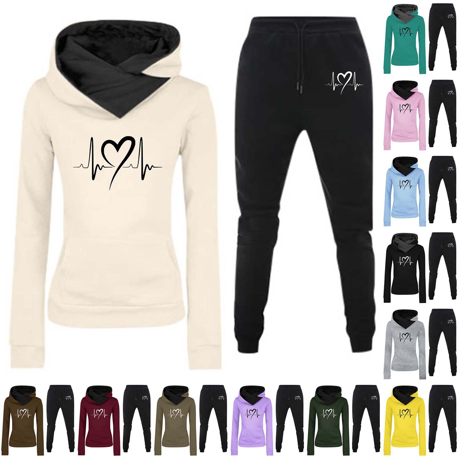 2024 Cross-Border Export Spring, Autumn and Winter New Style Velvet Hooded Sportswear Suit Women's Sweatshirt Pants Women's Clothing Wholesale