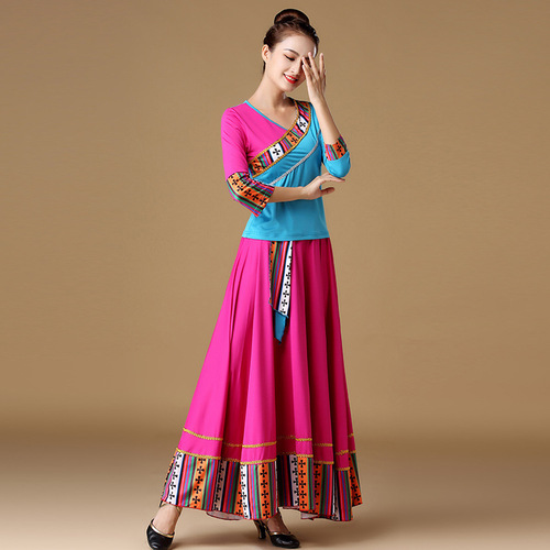 Autumn Square Dance Costume Spring and Autumn Ethnic Style New Set for Women Tibetan Team Performance Dance Costume Two-Piece Set
