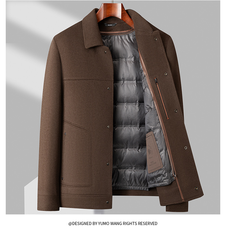 100% Sheep Wool Jacket Short Mens New Winter Thickened Down