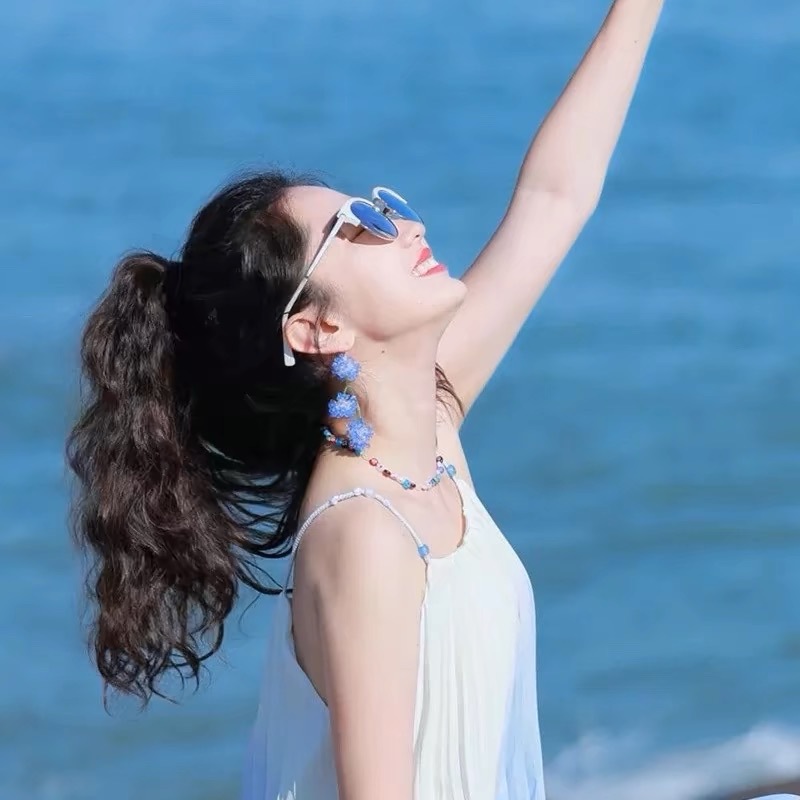 Cuentas azules largas aretes de flores con bordas exageradas joyas de orejas de vacaciones en la playa de mar pernos de orejas para mujeres sin agujeros de orejas image 3