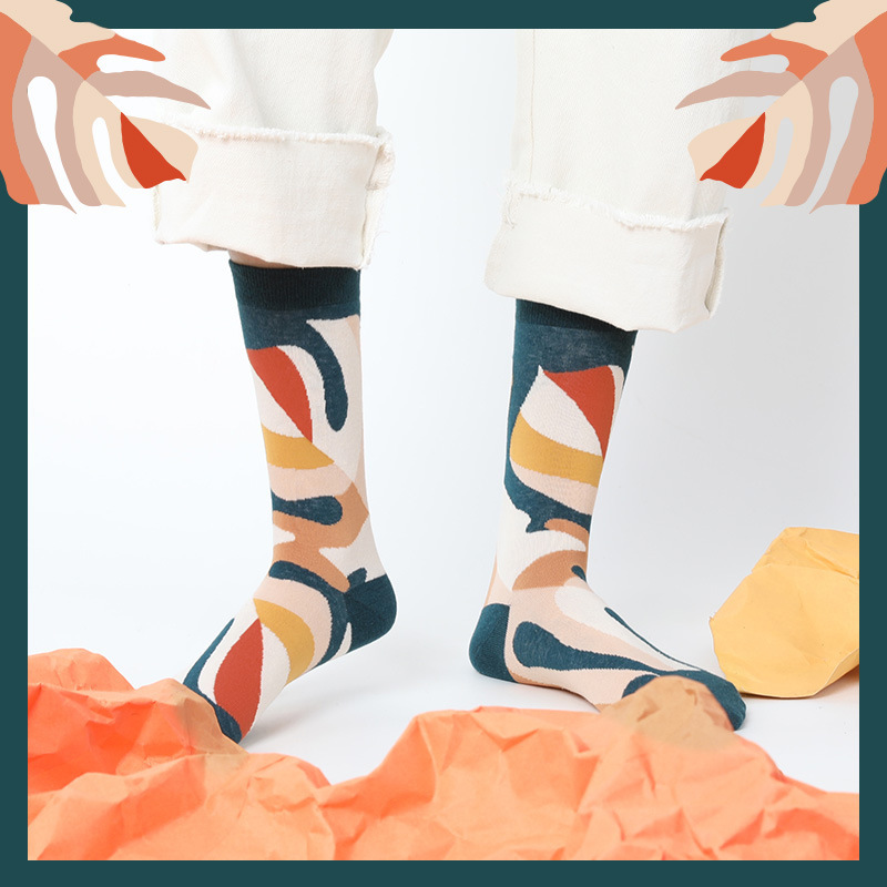 Spring and summer new socks women's literary abstract printing street tide fan cotton socks sweat-absorbent breathable ladies socks wholesale Spring and summer new socks women's literary abstract printing street tide fan cotton socks sweat-absorbent breathable ladies socks wholesale
