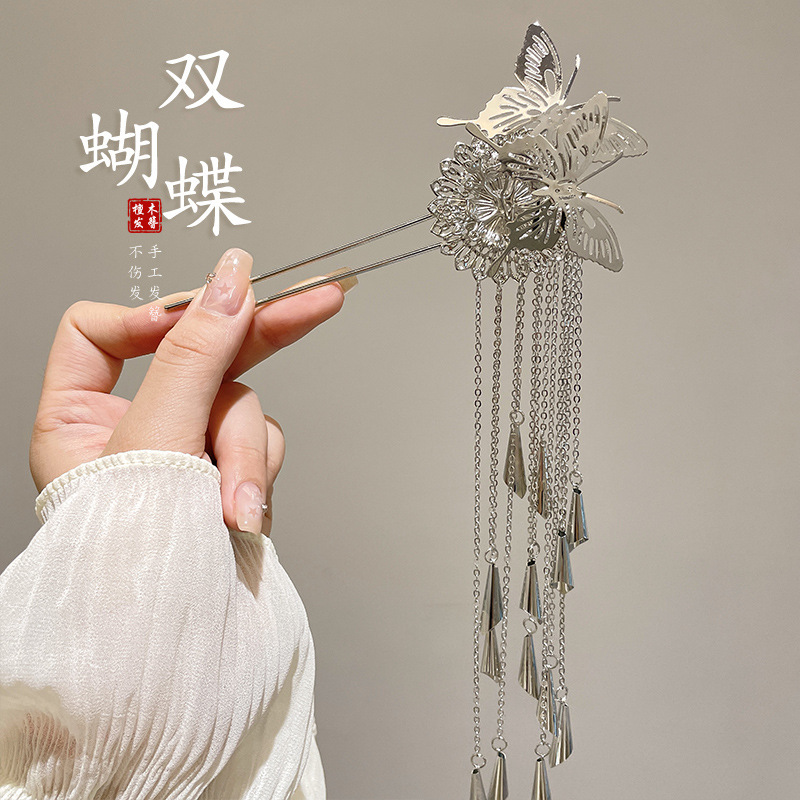 中国风韵味！国风桃木花朵发簪！新中式高级感盘发钗子气质发饰|undefined