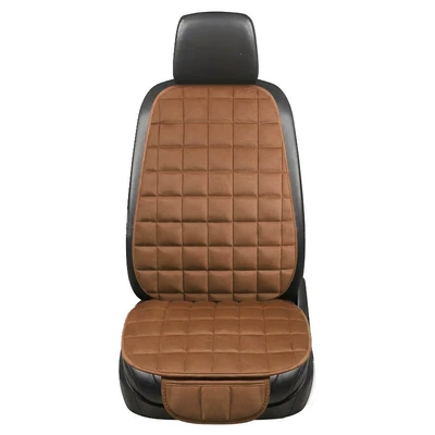 Wool pad seat covers with backrest, universal fit - plush-seat-backrest-in-brown-color