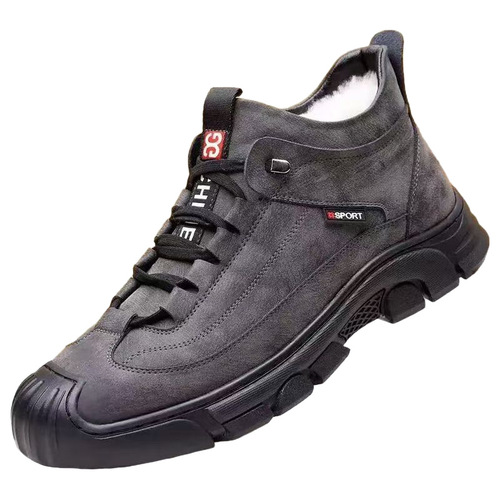 【Warm Insulated Leather Shoes - First Grade】Winter Men's Shoes with Fleece Lining, Thick Warm Upturned Casual Shoes, Soft Soles, Non-Slip Cotton Shoes