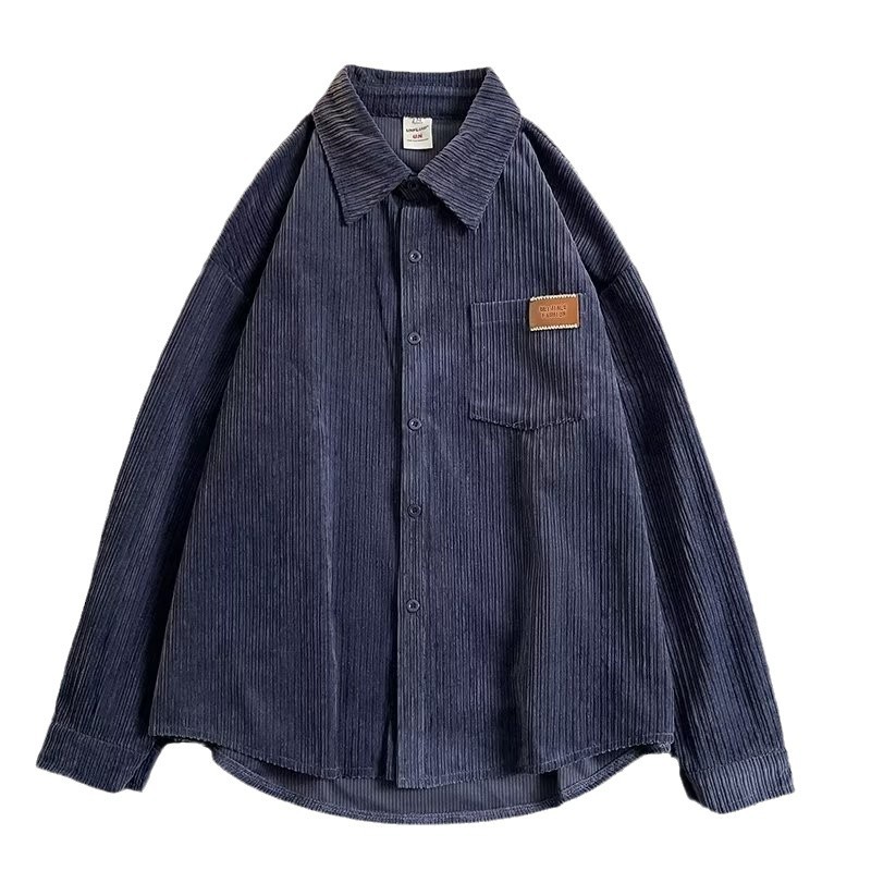 Camisa de todo fósforo estilo Harajuku otoño e invierno retro camisa de manga larga para hombre bf marca de moda casual suelta simple y hermosa chaqueta