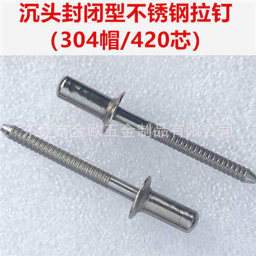 (开票)工厂现货沉头封闭拉钉 不锈钢防水铆钉304帽420芯封闭铆钉