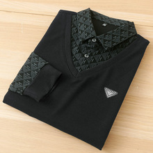 罗品牌男士假两件针织衫春秋季长袖休闲爸爸装上衣打底衫男85728