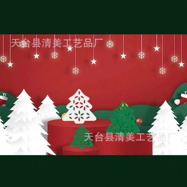 35mm blanco/verde árbol de Navidad decoración de madera para niños parche hecho a mano 50 piezas en un paquete