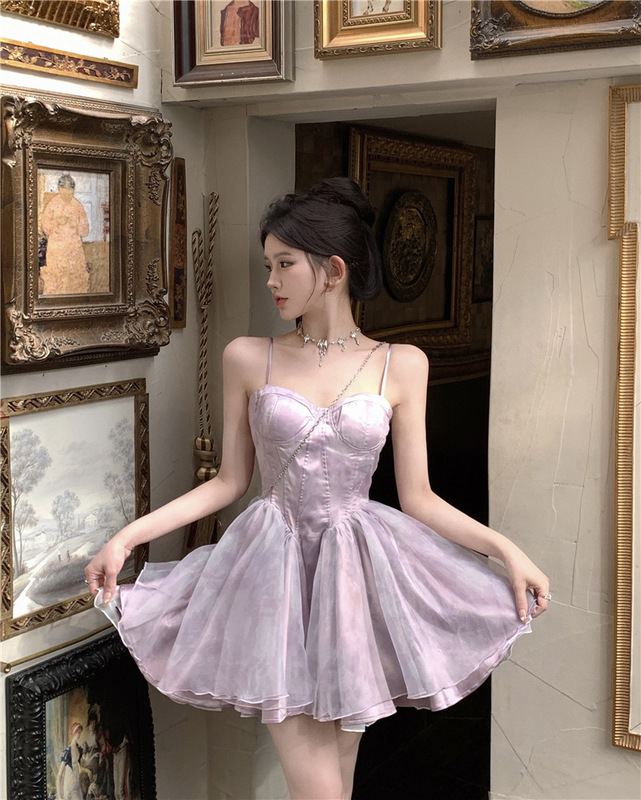 妖精サスペンダードレスサマーブルータイダイプリンセスチュチュスカートウエストバレエスタイルスーパーフェアリースカート|undefined