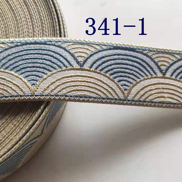 3厘米宽色织提花化纤花边织带波浪扇子窗帘靠垫沙发装饰边