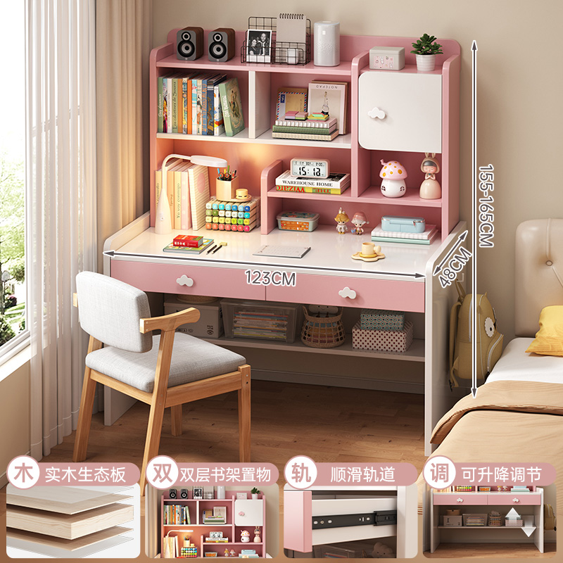 Mesa de escritorio infantil de madera maciza, estante de escritorio, mesa de estudio para estudiantes de primaria, mesa de escritorio para dormitorios, mesa y silla, mesa doméstica