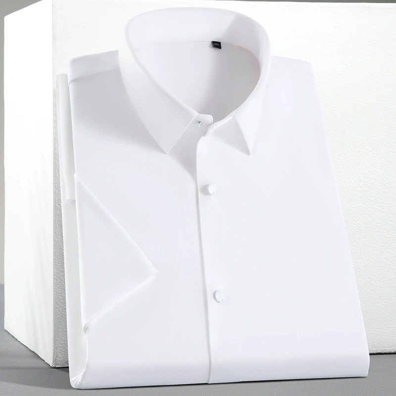 2025 Весна Новый стиль Вискозная бесшовная рабочая рубашка Модная деловая повседневная рубашка с коротким рукавом для мужчин