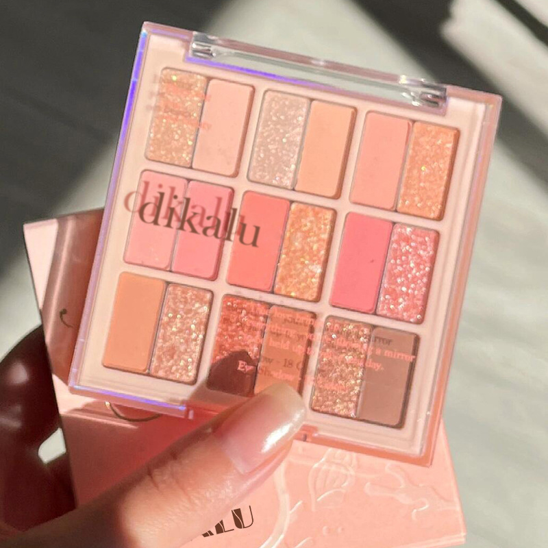 Disco DIKALU 18 colores paleta de sombras de ojos Jiugongge batido de fresa Summer Coral Sweetheart Garden Blue Pink Jumping Color