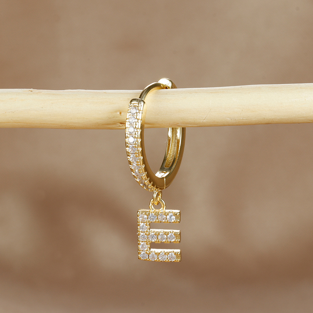 6g Weight Copper Ear Needle Material Zircon Inlay Material Charm Sleeper Hoop Earrings, Drop Earrings Classification 1 Piece Quantity Daily Occasion Copper Material Letter Pattern Unisex Gender Plating Design Casual Style 1 Piece Casual Letter Plating Copper Zircon Drop Earrings 9