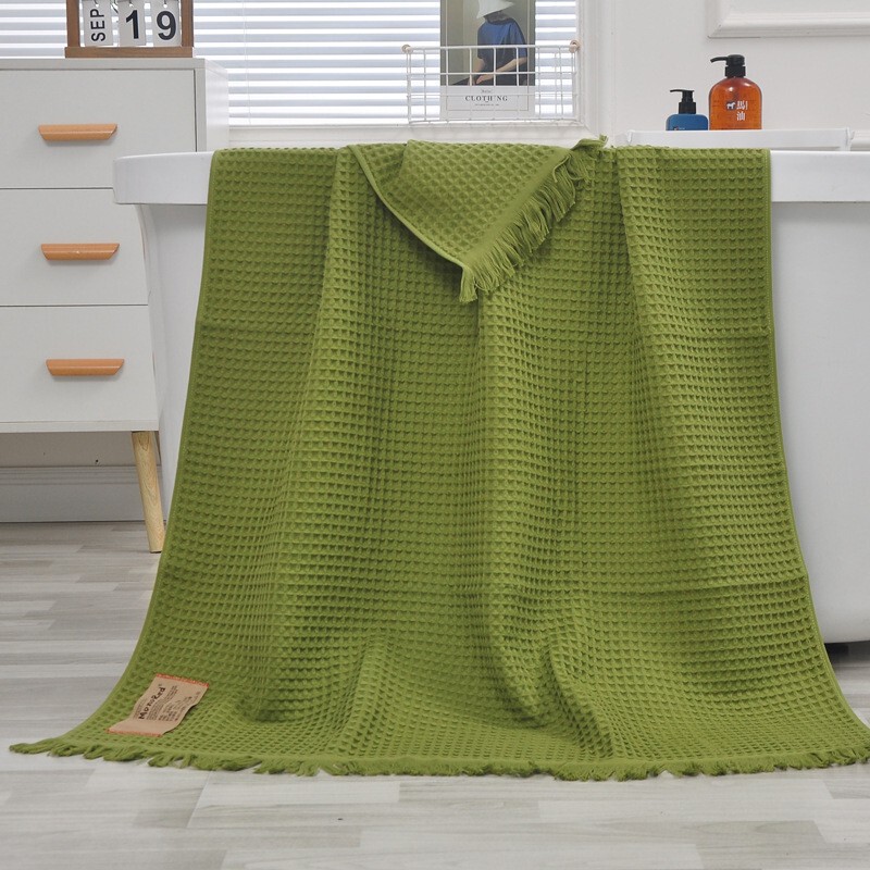 Scandinavian Pure Color Waffle Shawl Blanket Tassel Bath Beach Towel Cotton Type a Absorbent Wrapable 90*180 Scandinavian Pure Color Waffle Shawl Blanket Tassel Bath Beach Towel Cotton Type a Absorbent Wrapable 90*180