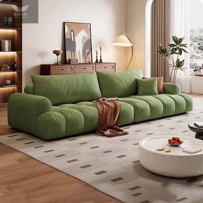 Pequeño apartamento hojaldre algodón de azúcar gato pata de gato sofá de tela estilo crema francés sala de estar moderno y simple sofá de nube