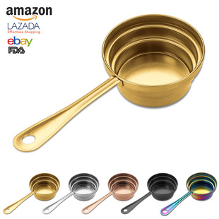 Stainless steel three-stage measuring spoon measuring cup milk powder spoon sea salt coffee powder three-in-one baking appliance measuring spoon measuring spoon