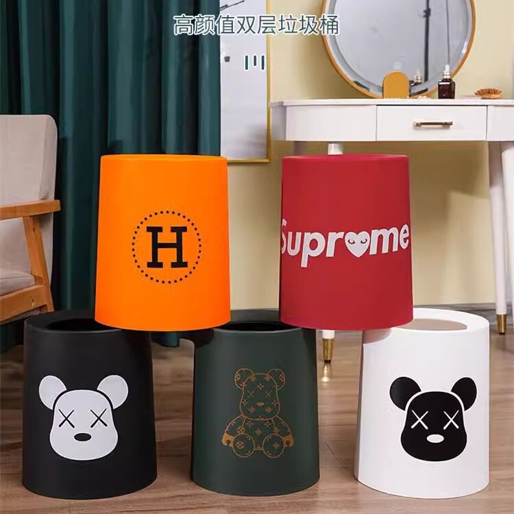 Living Room Trash Bin Home Bedroom Large Capacity Trash Bin High Color Value Kitchen Modern Simple Ins Round Sanitary Bucket