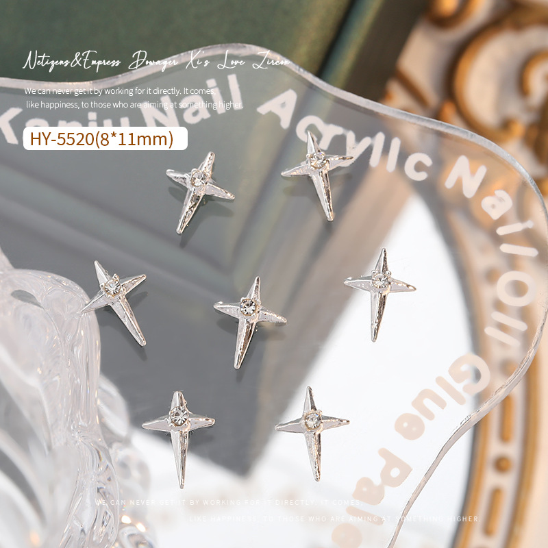 Nueva celebridad en línea flash tridimensional Cruz joyería de uñas de ganchillo taladro de uñas Super Flash aleación decoraciones de uñas