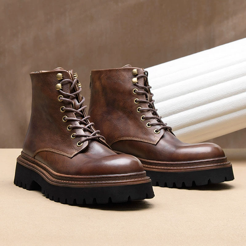 Новые сапоги Martin мужские кожаные сапоги модные британские ретро высокие кожаные туфли дышащие кожаные сапоги с толстой подошвой
